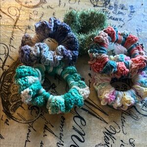 Colorful Crochet Hair Scrunchies Set